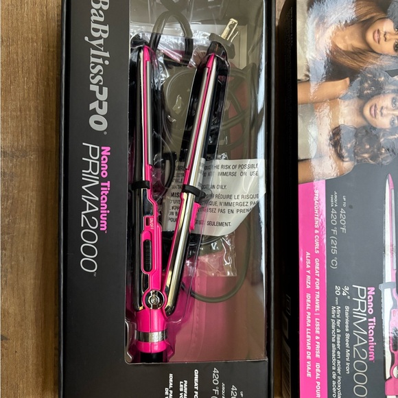 BaBylissPRO nano Titanium stainless steel miniPink Hair Straightener Prima 2000 - Picture 7 of 7